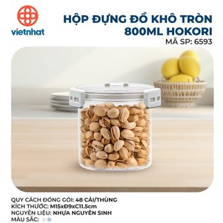 Hộp đựng đồ khô, ngũ cốc, trái cây trong suốt nắp kín nhiều dung tích Hokori Việt Nhật ms: 6590/6591/6592/6593/6594/6595