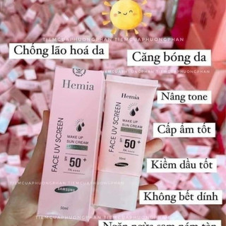 Kem Chống Nắng Hemia Giúp Bảo Vệ Da, Dưỡng Trắng, Nâng Tone SPF50+ Thấm Mướt Nhanh ,Shop LuMi)