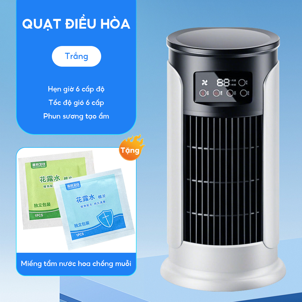Quạt phun sương tích điện mini, quạt điều hòa hơi nước để bàn làm việc 300ml 2 tốc độ gió chế độ phun nước
