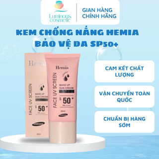 Kem Chống Nắng Hemia Giúp Bảo Vệ Da, Dưỡng Trắng, Nâng Tone SPF50+ Thấm Mướt Nhanh ,Shop LuMi)