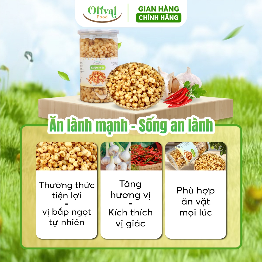 Bắp sấy tỏi ớt - Snack ăn vặt 200g giòn rụm, thơm ngon, đậm vị – OlivalFood