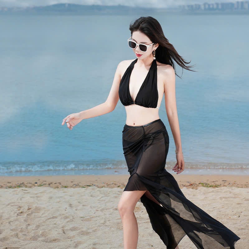 [ BKN 919 ] Đồ bơi đi biển set 3 Mảnh LƯỚI DẺO phối váy dài sang xịn mịn HAN.T SHOP