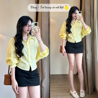 Áo Sơ Mi Dáng Rộng Tay Phồng Thắt Eo 247store Chất Mềm Mát, Mặc Đi Học Đi Chơi Chuẩn Xinh