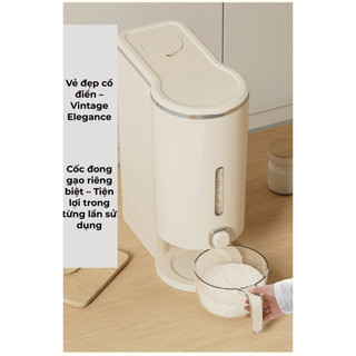Thùng Đựng Gạo Thông Minh Chống Ẩm BUNA, Chống Mọt Lấy Gạo Tự Động Ngăn Côn Trùng 5kg/10kg.