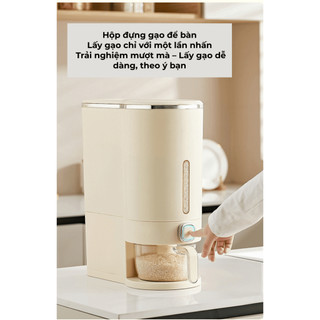 Thùng Đựng Gạo Thông Minh Chống Ẩm BUNA, Chống Mọt Lấy Gạo Tự Động Ngăn Côn Trùng 5kg/10kg.