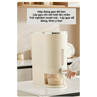 Thùng Đựng Gạo Thông Minh Chống Ẩm BUNA, Chống Mọt Lấy Gạo Tự Động Ngăn Côn Trùng 5kg/10kg.
