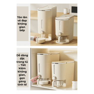Thùng Đựng Gạo Thông Minh Chống Ẩm BUNA, Chống Mọt Lấy Gạo Tự Động Ngăn Côn Trùng 5kg/10kg.