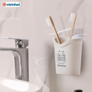 Cốc dán tường Việt Nhật đựng bàn chải kem đánh răng tiện dụng giúp nhà tắm luôn khô ráo gọn gàng ms: 6370