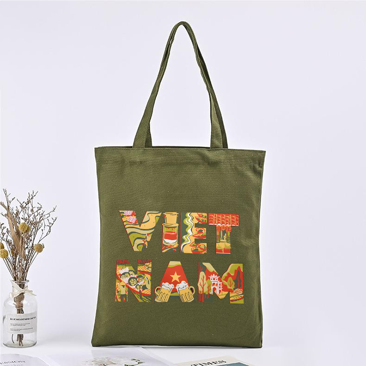 Túi tote in hình Việt Nam trong tôi nghệ thuật độc đáo-Túi vải canvas đi chơi đi học thời trang dễ thương TOTa06