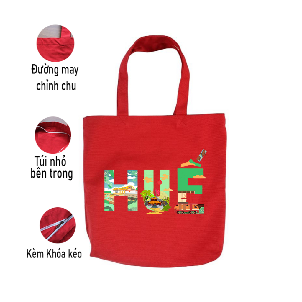 Túi tote in hình Việt Nam trong tôi nghệ thuật độc đáo-Túi vải canvas đi chơi đi học thời trang dễ thương TOTa06