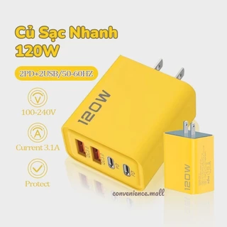 Bộ sạc nhanh PD 120W USB Type C,Củ sạc nhanh 3.1A 4 cổng,Bộ chuyển đổi 3.0 cho điện thoại,samsung