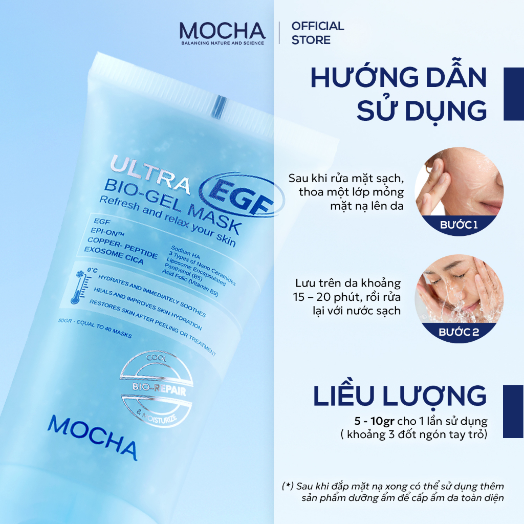 Mặt Nạ Gel Lạnh Siêu Phục Hồi MOCHA Ultra EGF Bio - Gel Mask , Làm Dịu Và Cấp Ẩm Chuyên Sâu Cho Da Tổn Thương 50G