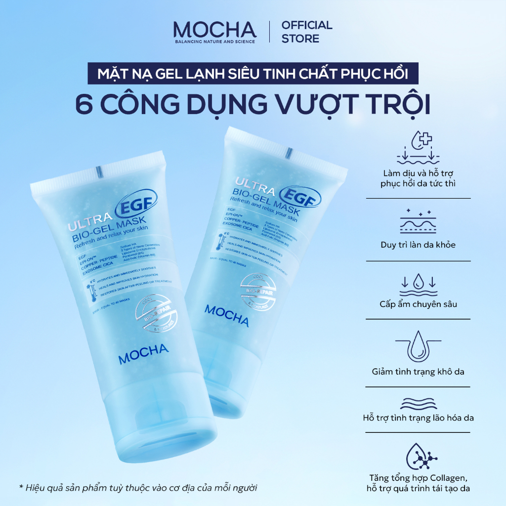 Mặt Nạ Gel Lạnh Siêu Phục Hồi MOCHA Ultra EGF Bio - Gel Mask , Làm Dịu Và Cấp Ẩm Chuyên Sâu Cho Da Tổn Thương 50G