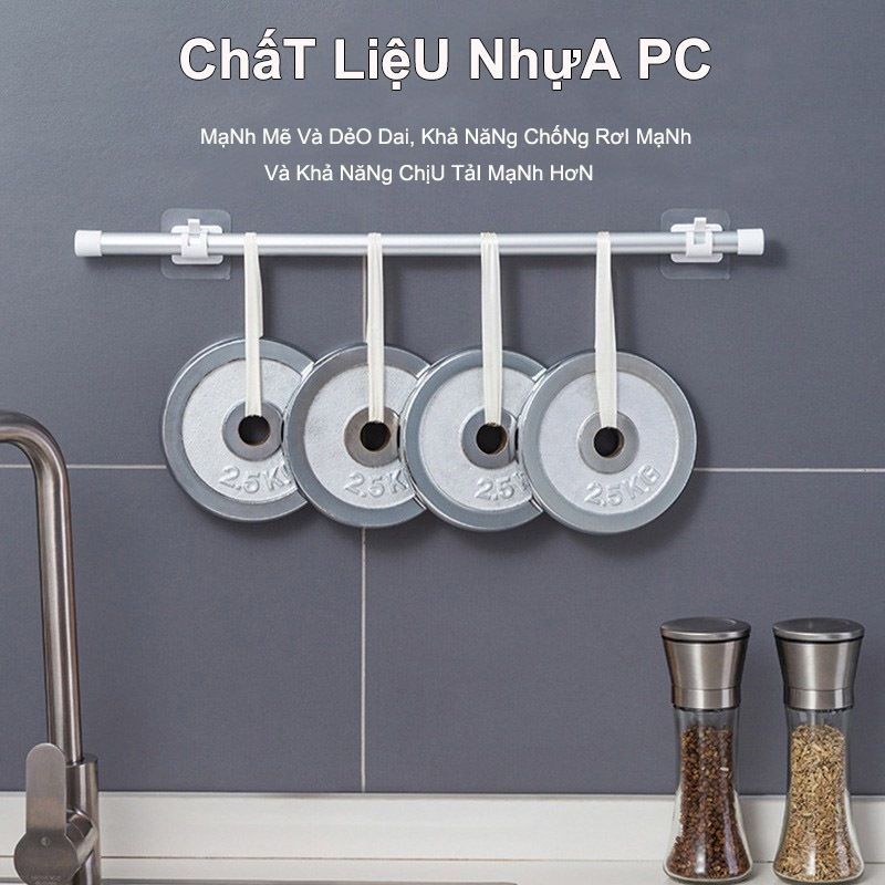 2 Kẹp Nhựa Dán Tường Đỡ Thanh Treo Rèm Cửa - Móc Cố Định Giá Treo Khăn Nhà Tắm Dính Siêu Chắc