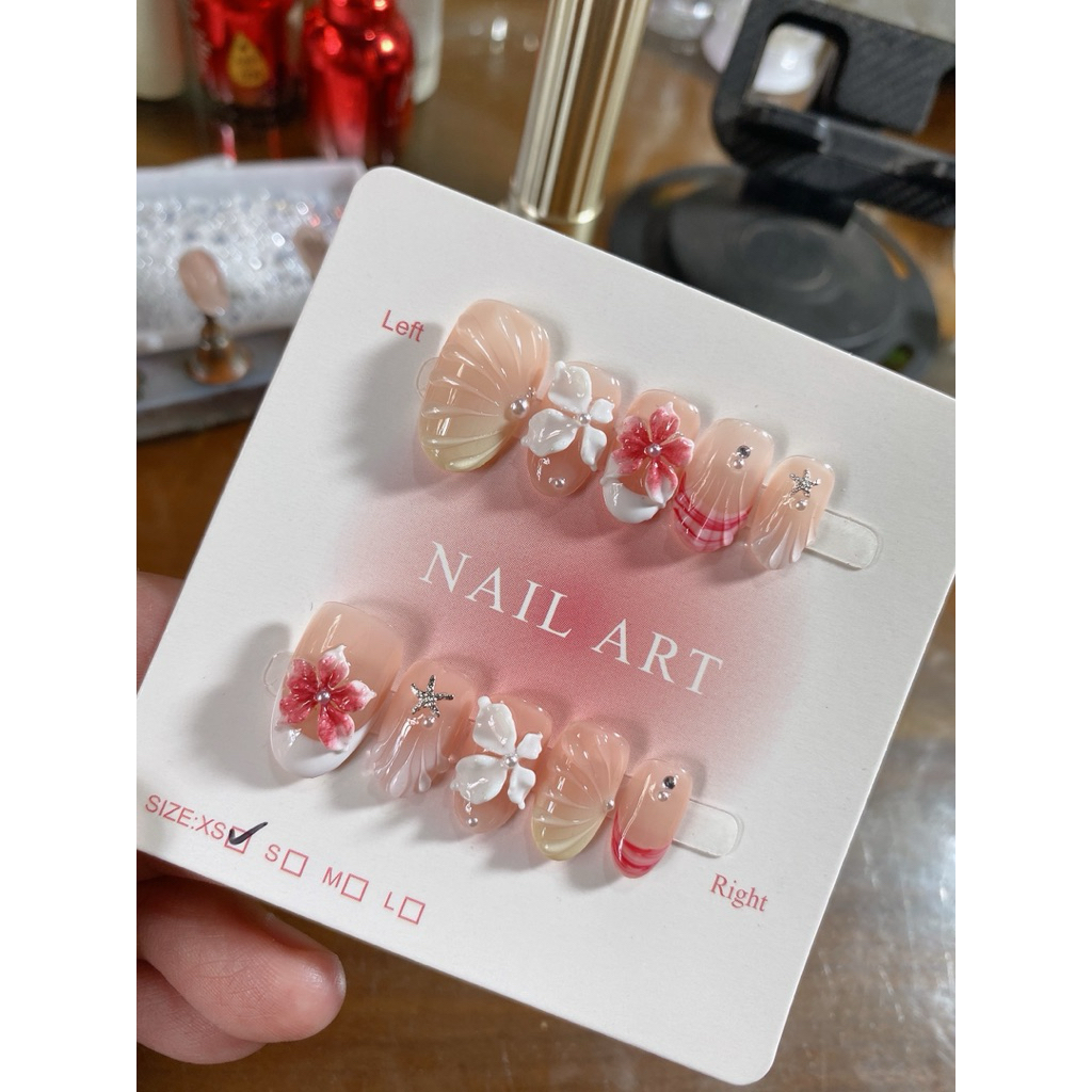 384. nailbox hè 2 hoa ombre, gel nổi