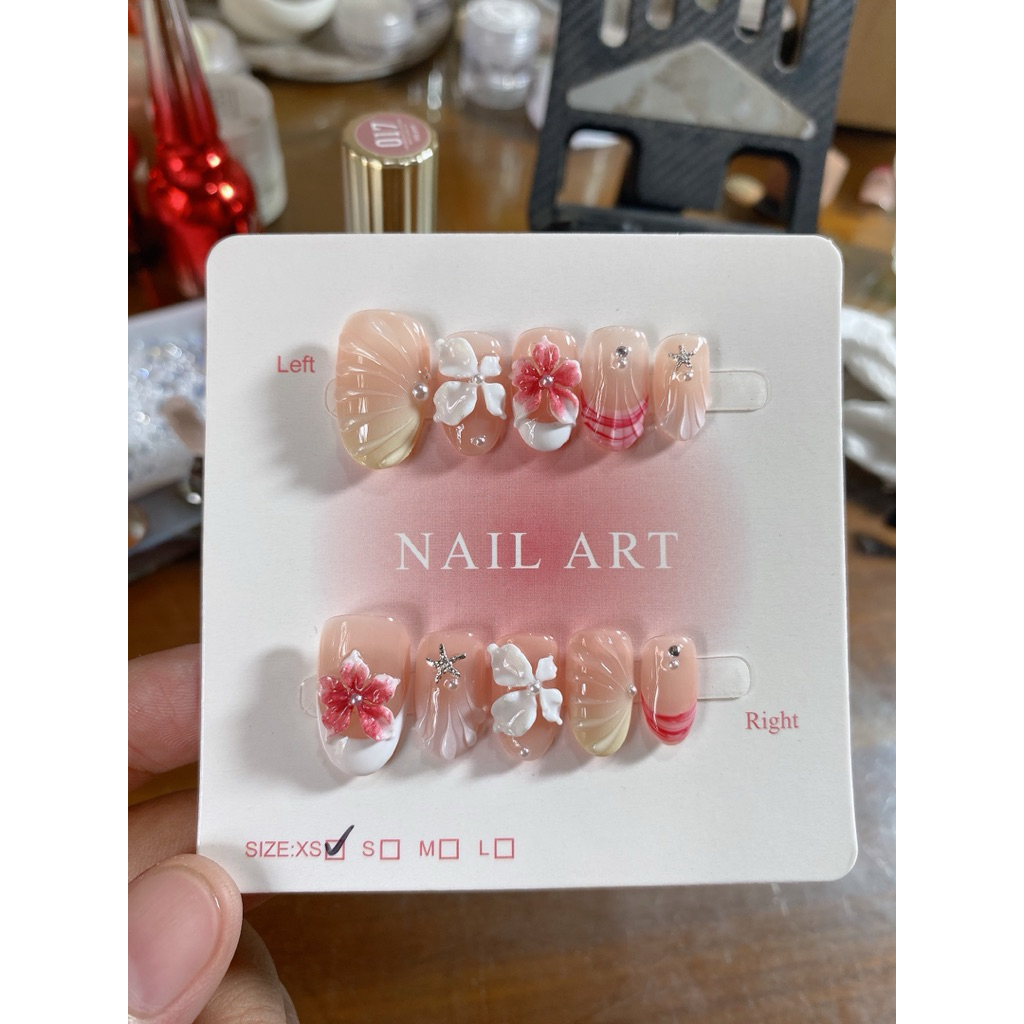 384. nailbox hè 2 hoa ombre, gel nổi