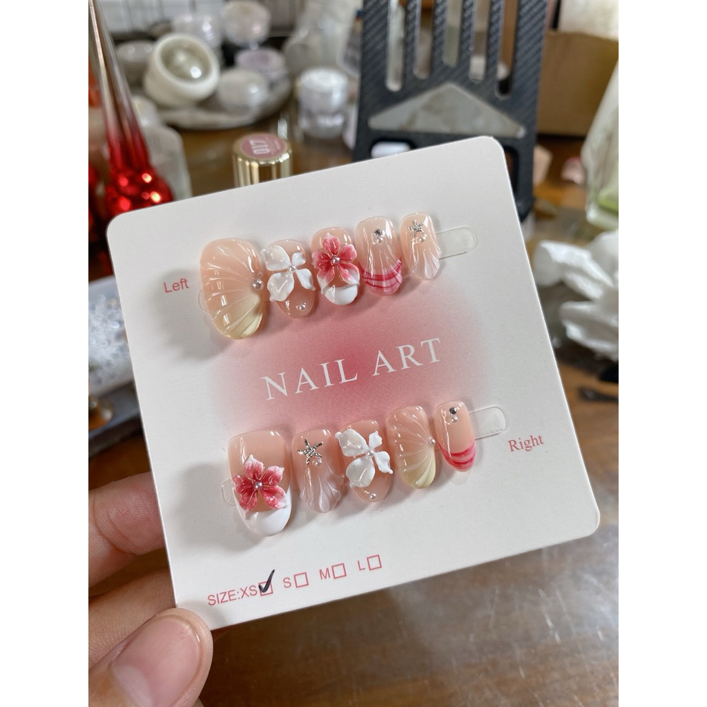 384. nailbox hè 2 hoa ombre, gel nổi
