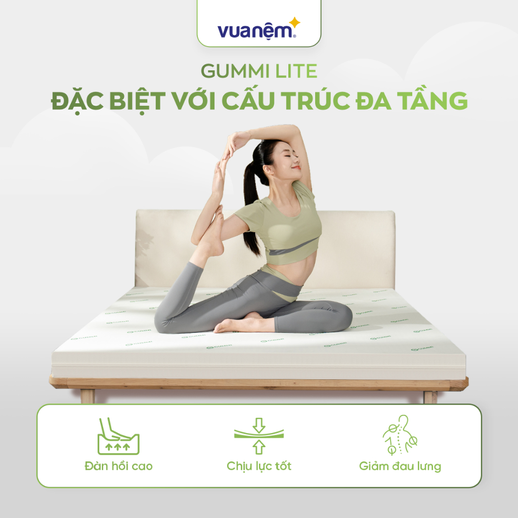 [ĐƠN 10TR TẶNG 1 BỘ CHĂN BÉ] Nệm Cao Su Foam Giảm Đau Lưng, Chữa Lành Gummi Lite 10cm