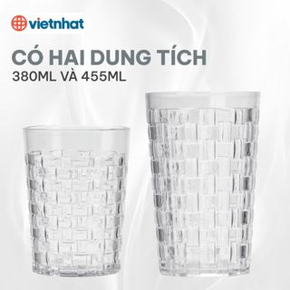 Cốc mây đan 380ml Hokori nhựa Việt Nhật cao cấp, cốc sinh tố, trà chanh - MS:6395/ 6396