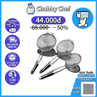 Vợt chiên inox cao cấp thức ăn 14-20cm cán inox có móc treo tiện lợi dạng lưới sáng bóng nhiều kích cỡ an toàn sức khỏe