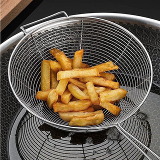 Vợt chiên inox cao cấp thức ăn 14-20cm cán inox có móc treo tiện lợi dạng lưới sáng bóng nhiều kích cỡ an toàn sức khỏe