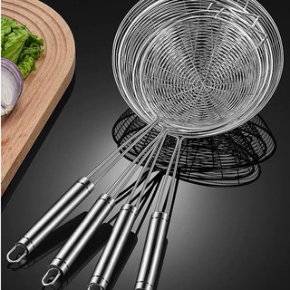 Vợt chiên inox cao cấp thức ăn 14-20cm cán inox có móc treo tiện lợi dạng lưới sáng bóng nhiều kích cỡ an toàn sức khỏe