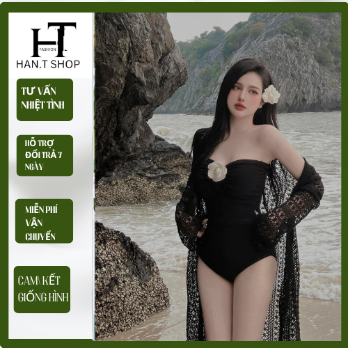 [BKN 076  Sẵn HCM ] Đồ bơi bikini đi biển set liền thân + choàng ngoài free size, BiKiNi HAN.T