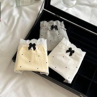 Quần Lót Nữ Cotton Phối Ren Chấm Bi Siêu Xinh, Quần Chip Mềm Thoáng Đính Nơ Xinh King Shop L-5410