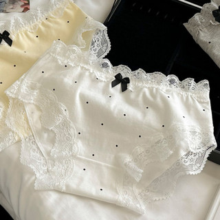 Quần Lót Nữ Cotton Phối Ren Chấm Bi Siêu Xinh, Quần Chip Mềm Thoáng Đính Nơ Xinh King Shop L-5410