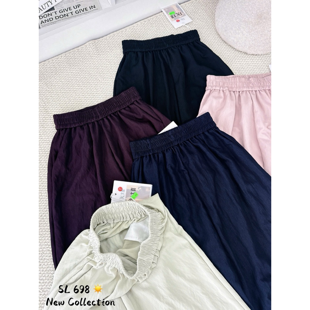 Quần Dài Nữ Dáng Suông Phối Viền Ren Nữ Tính Chất Vải Bò Mềm Mịn Mát Xuân Hè SANA CLOSET