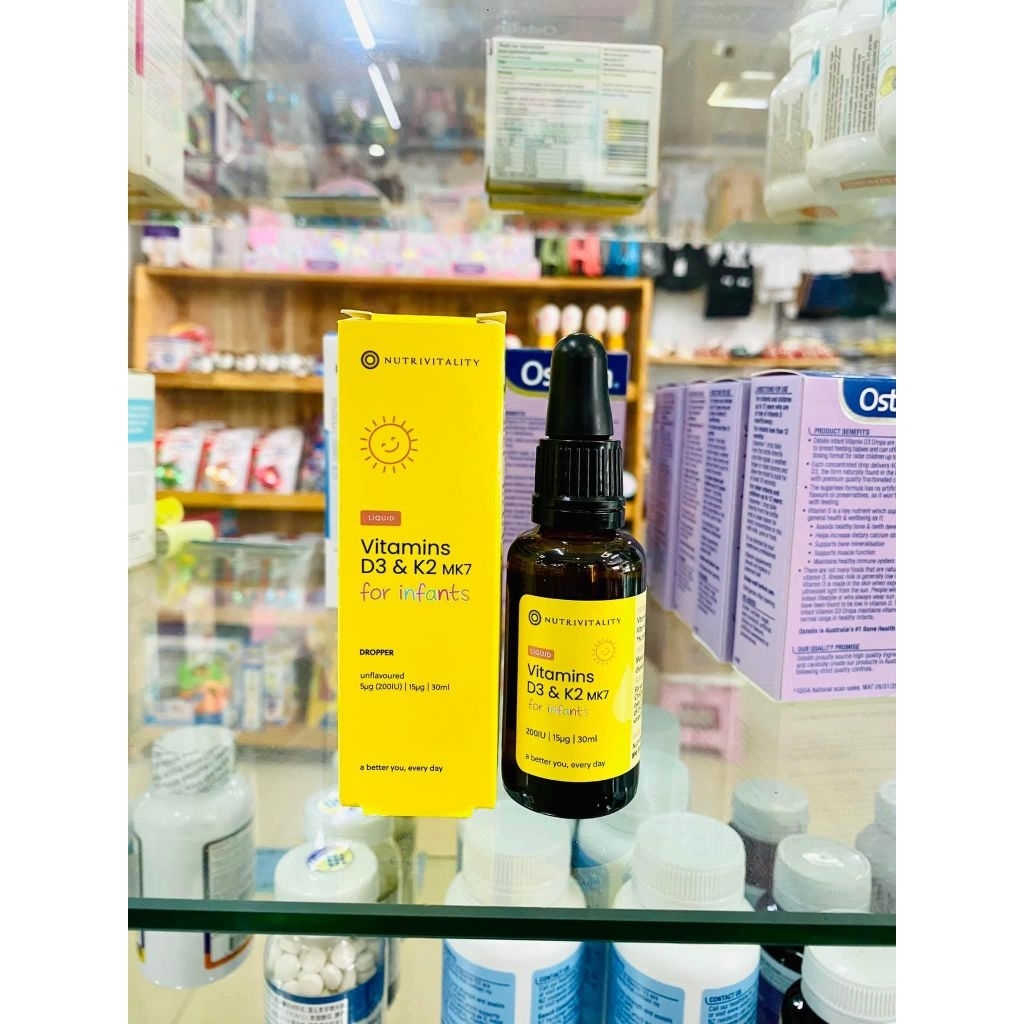 Vitamin D3 K2 MK7 nutrivitality Anh Quốc quốc dạng giọt, tăng chiều cao cho trẻ sơ sinh và cho bé