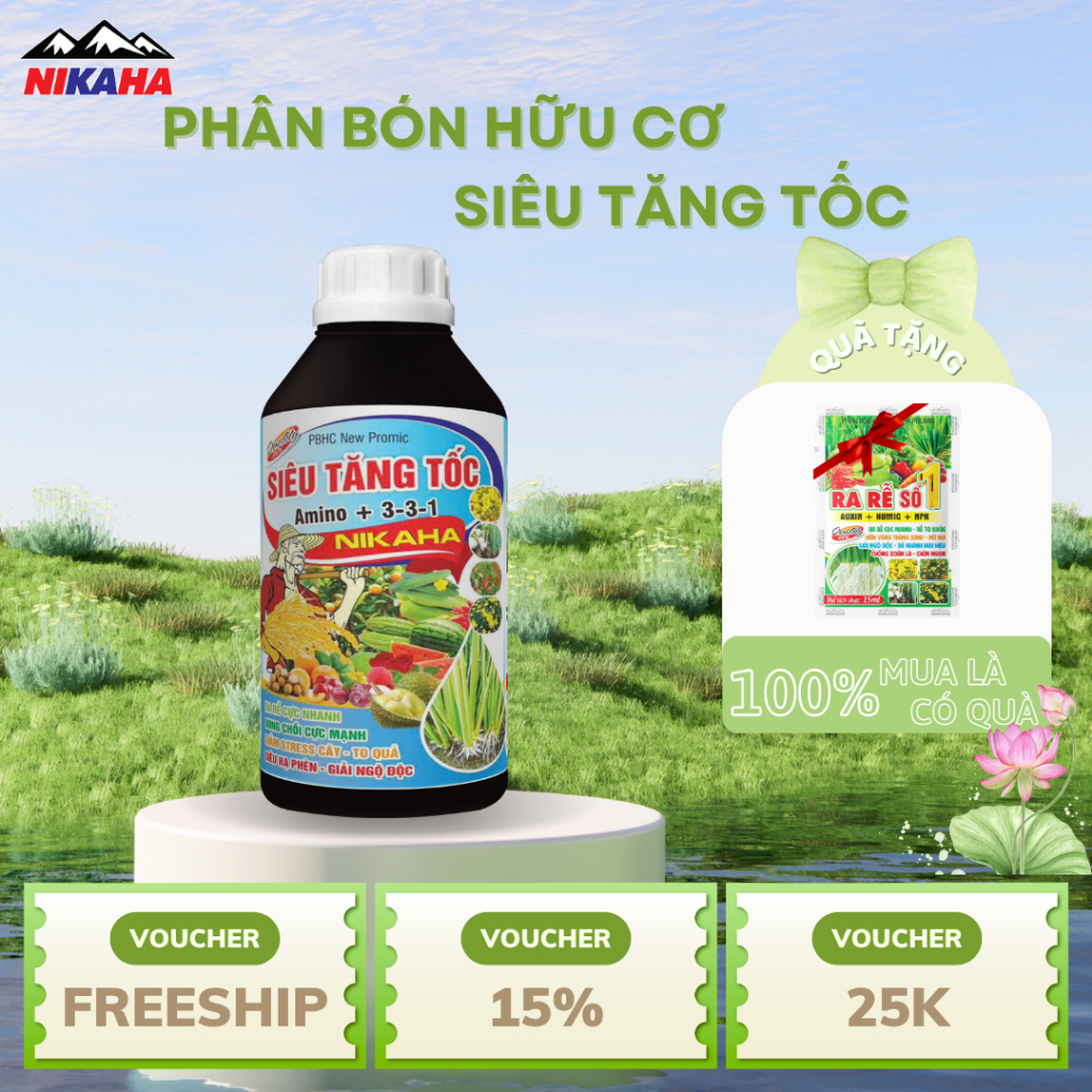NIKAHA - Phân Bón Hữu Cơ Amino, Kích Rễ Khỏe, Đâm Đọt Nhanh, Xanh Mỡ Lá, Tăng Năng Suất - 1000ml