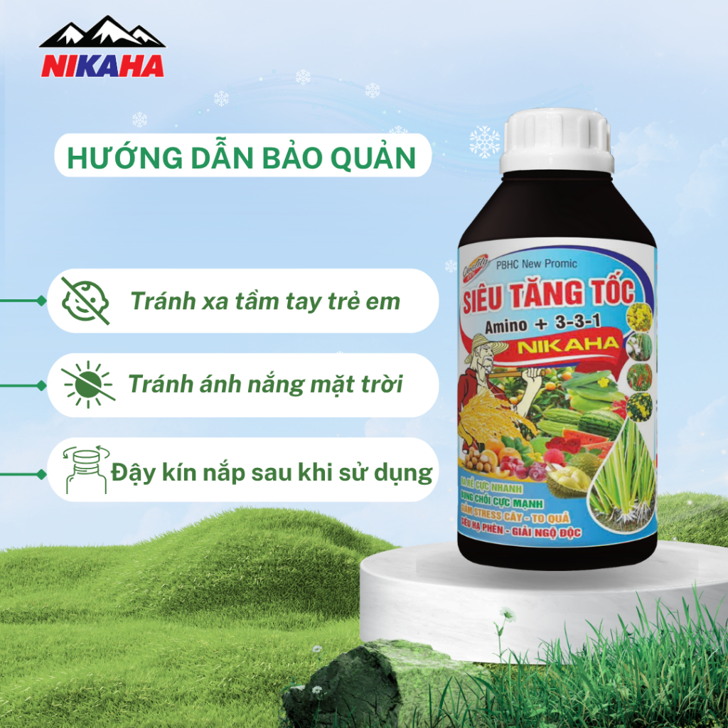 NIKAHA - Phân Bón Hữu Cơ Amino, Kích Rễ Khỏe, Đâm Đọt Nhanh, Xanh Mỡ Lá, Tăng Năng Suất - 1000ml