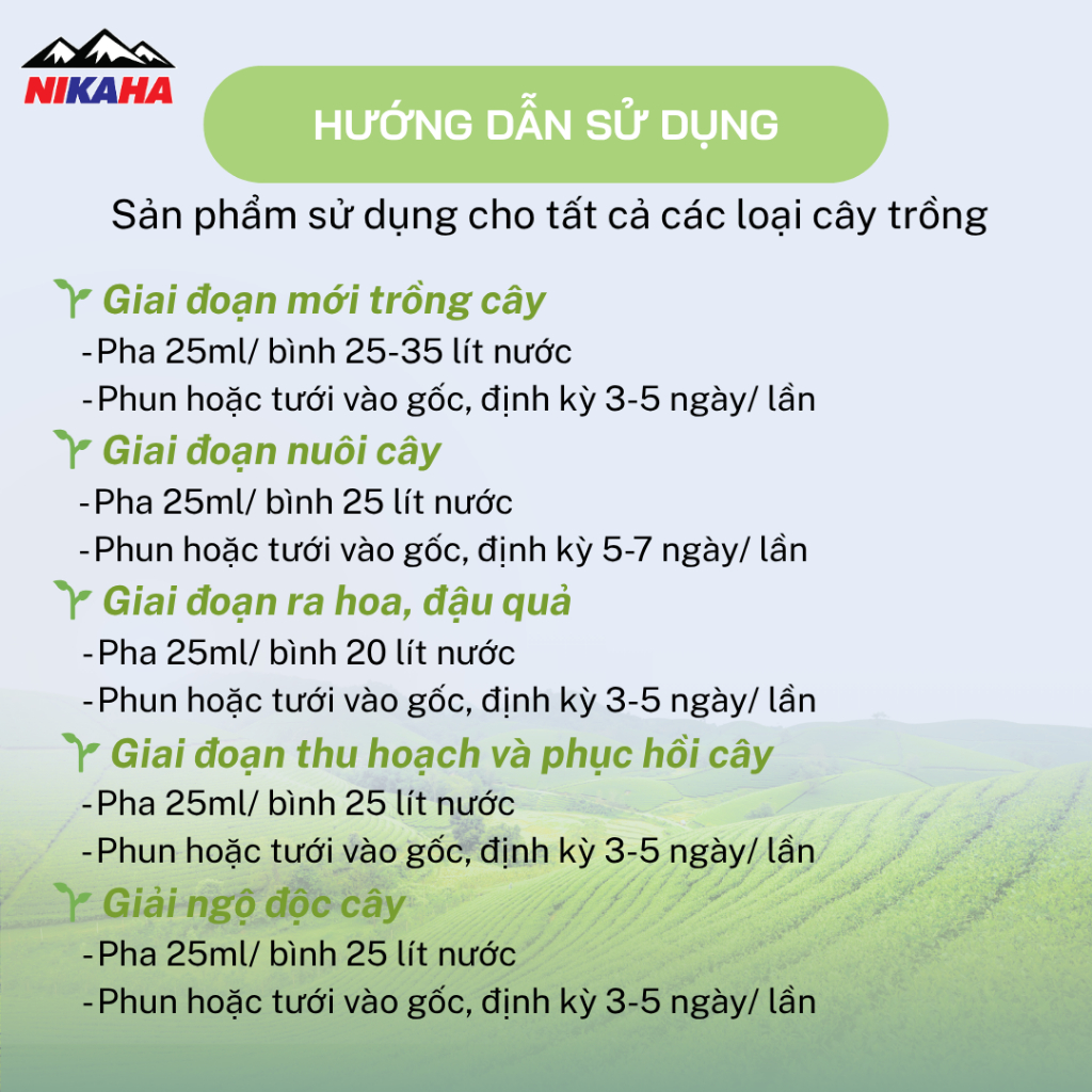NIKAHA - Phân Bón Hữu Cơ Amino, Kích Rễ Khỏe, Đâm Đọt Nhanh, Xanh Mỡ Lá, Tăng Năng Suất - 1000ml
