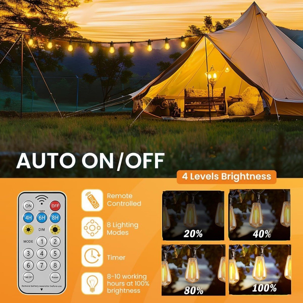 Đèn Sân Vườn Năng Lượng Mặt Trời ST38 Đèn LED Vintage Chống Nước Đèn Trang Trí Vườn Đèn Chùm Solar