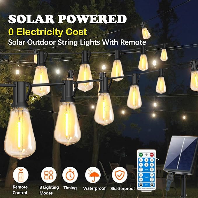 Đèn Sân Vườn Năng Lượng Mặt Trời ST38 Đèn LED Vintage Chống Nước Đèn Trang Trí Vườn Đèn Chùm Solar