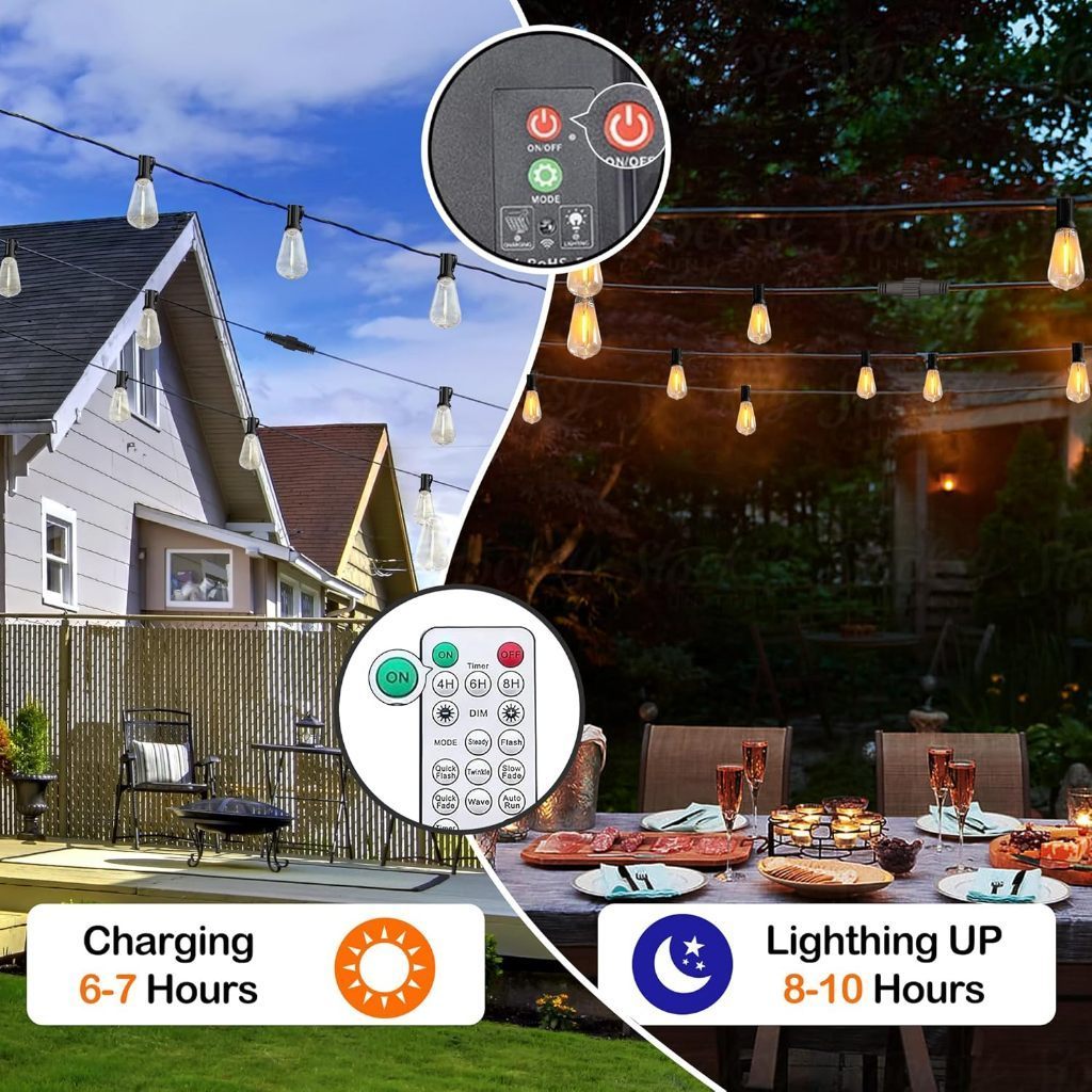 Đèn Sân Vườn Năng Lượng Mặt Trời ST38 Đèn LED Vintage Chống Nước Đèn Trang Trí Vườn Đèn Chùm Solar