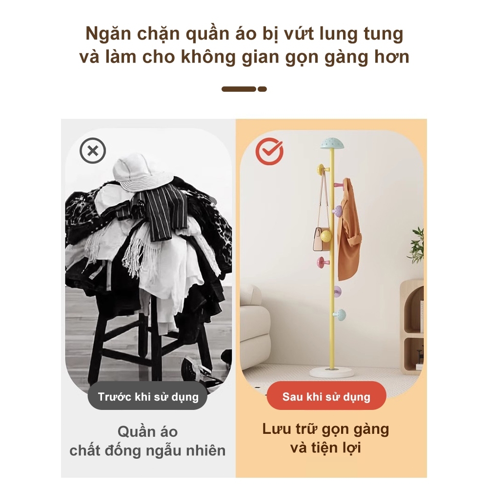 𝐎𝐥𝐢𝐟𝐞 Cây Treo Quần Áo Hình Nấm Dễ Thương Hoạt Hình Giá Treo Quần Áo Đứng Chất Móc Treo Đa Năng