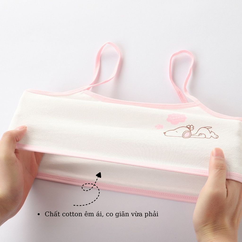COMBO 3 Áo lá bé gái - Áo lót học sinh tuổi dậy thì cotton họa tiết xinh xắn dễ thương LANIXA CBA154