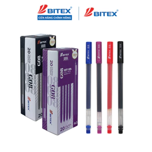 Hộp 20 bút gel Bitex G08 mực xanh/ đỏ/ đen/ tím 0.5mm