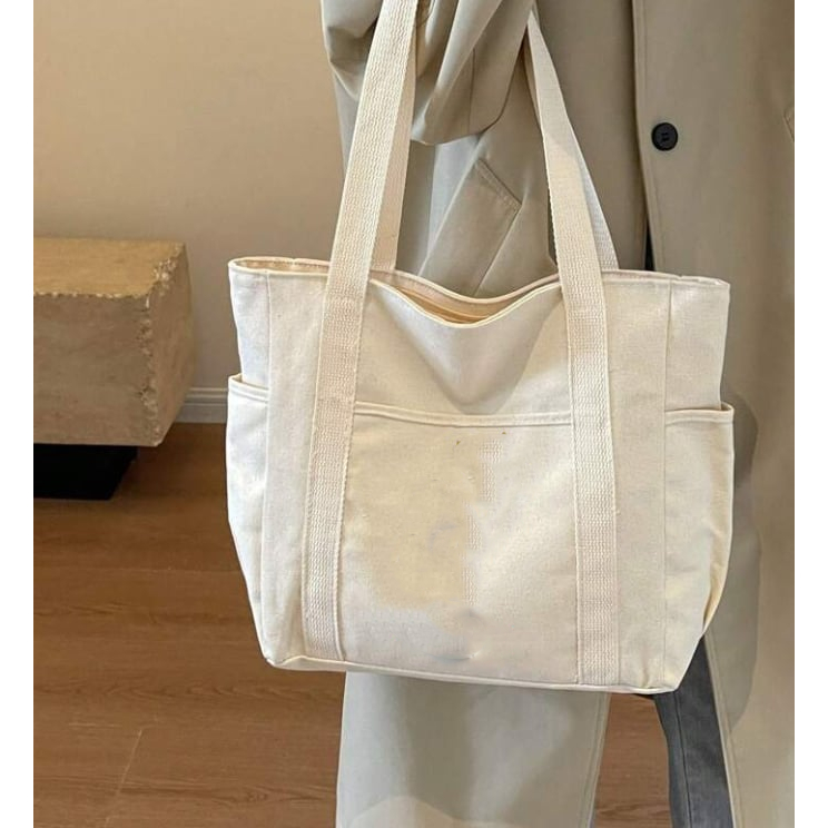 Túi vải bố, Canvas trơn lựa theo phân loại từng màu có khóa dùng để vẽ thêu đựng phụ kiện, cà phê, trang sức tiện lợi