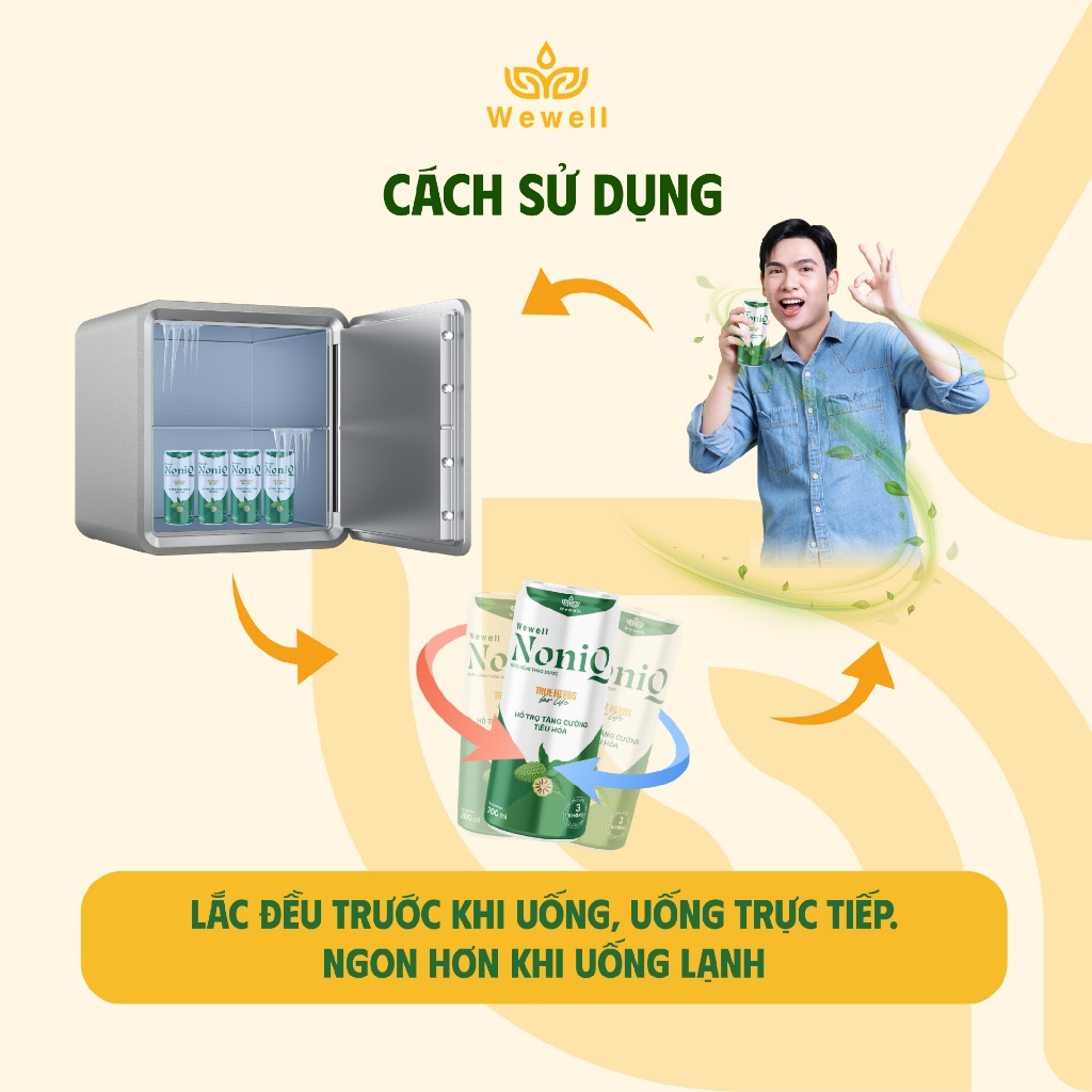 WEWELL - NONIQ [ Nhàu - Gạo Lứt ] ( Thùng 24 lon x 200ml )