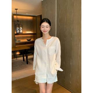 𝗖𝘂𝘀𝗶 𝗟𝗶𝗻𝗲𝗻 - |LY LINEN|-  Áo sơ mi Linen cổ tàu A07