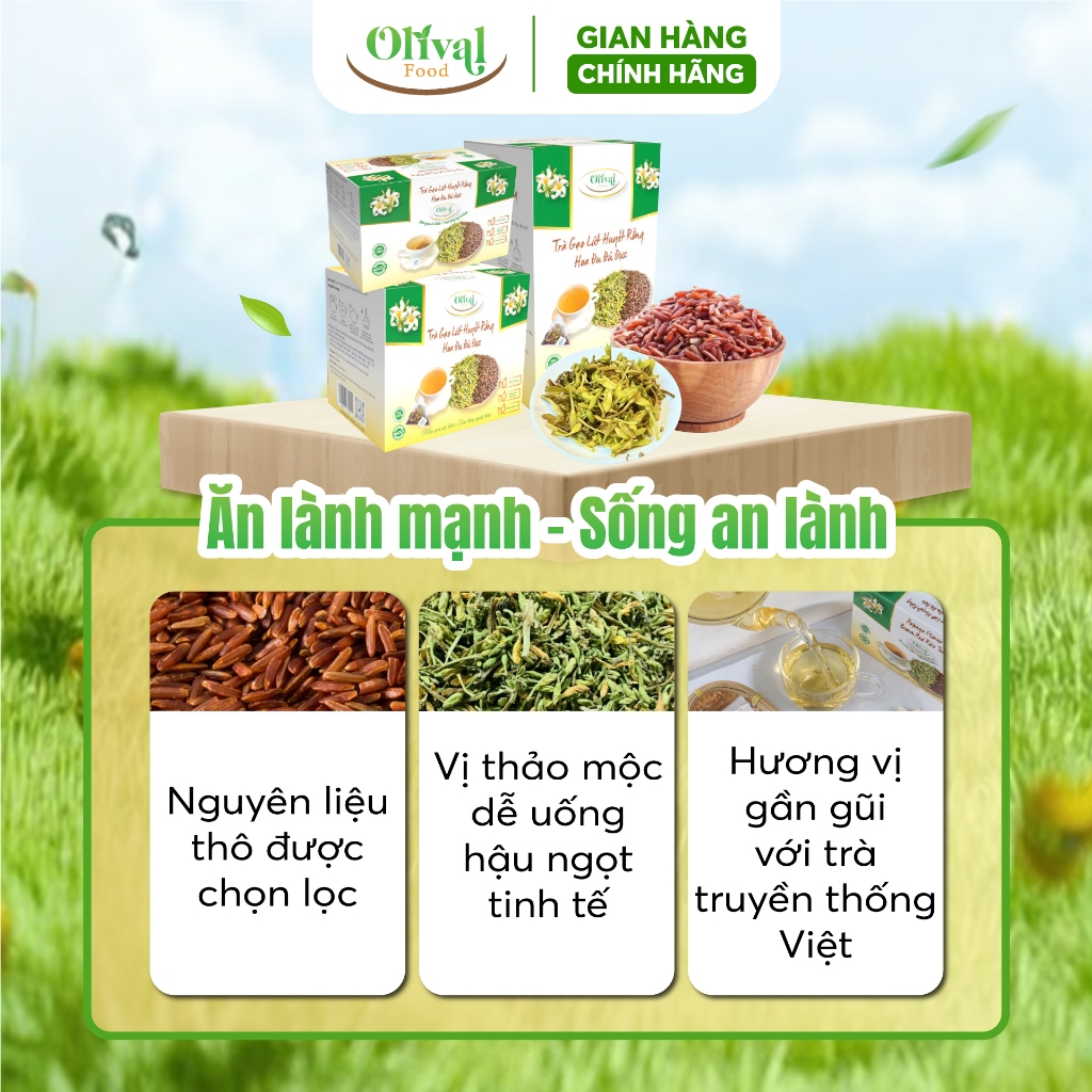Trà Gạo Lứt Huyết Rồng Hoa Đu Đủ Đực - Dạng túi lọc: Thải độc gan, giảm ho, giảm mỡ máu, ngủ ngon - OlivalFood