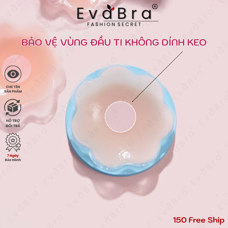 Miếng Dán Ti Silicon Trong Suốt, Hộp Dán Ti 5 Cặp Che Nhũ Hoa Siêu Mỏng Tái Sử Dụng Được Nhiều Lần EvaBra 999