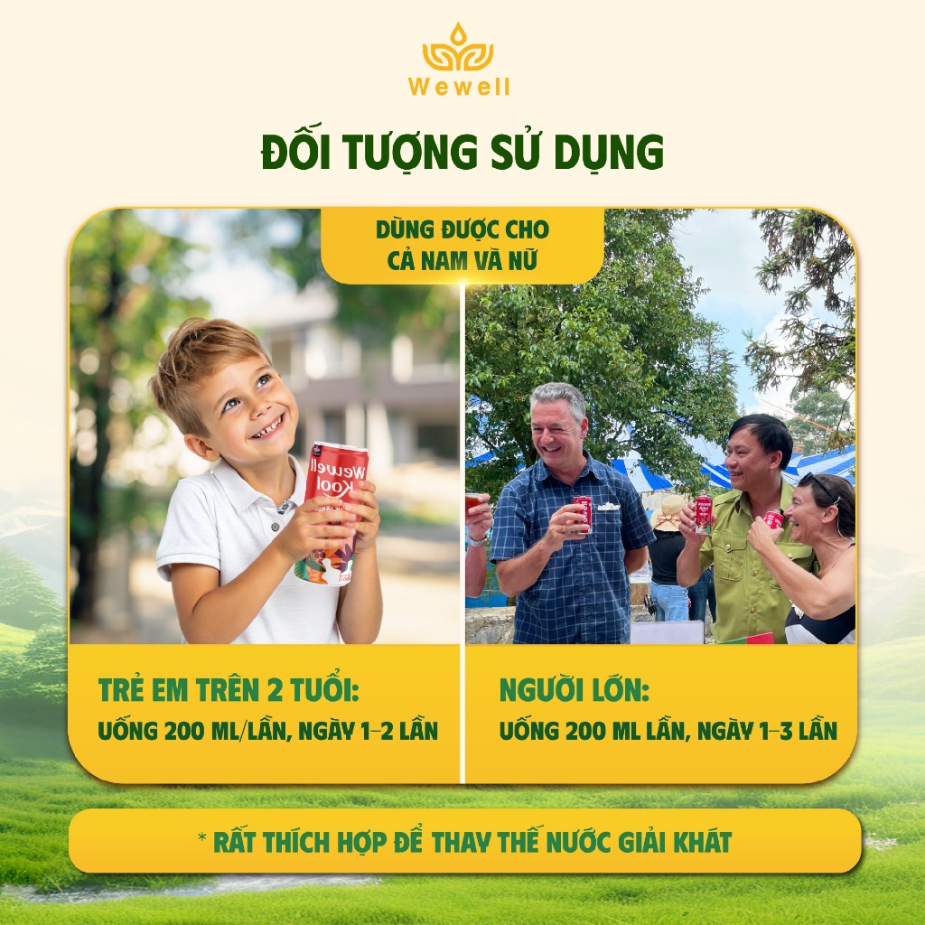 ( OCCOP 4 SAO )[ 2 lốc - 12 lon] Nước uống thuần thảo dược Wewell Kool