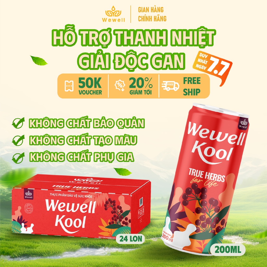 ( OCCOP 4 SAO )[ 2 lốc - 12 lon] Nước uống thuần thảo dược Wewell Kool
