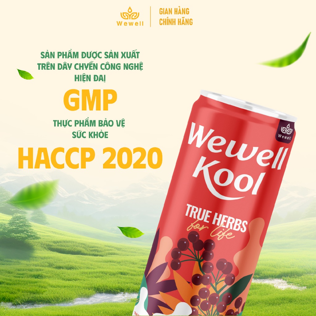 ( OCCOP 4 SAO )[ 2 lốc - 12 lon] Nước uống thuần thảo dược Wewell Kool