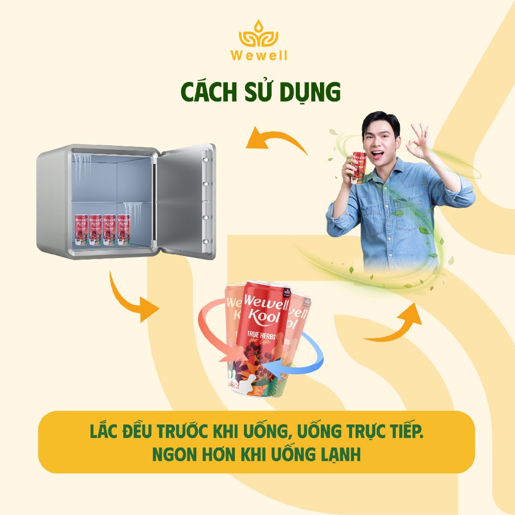 ( OCCOP 4 SAO )[ 2 lốc - 12 lon] Nước uống thuần thảo dược Wewell Kool