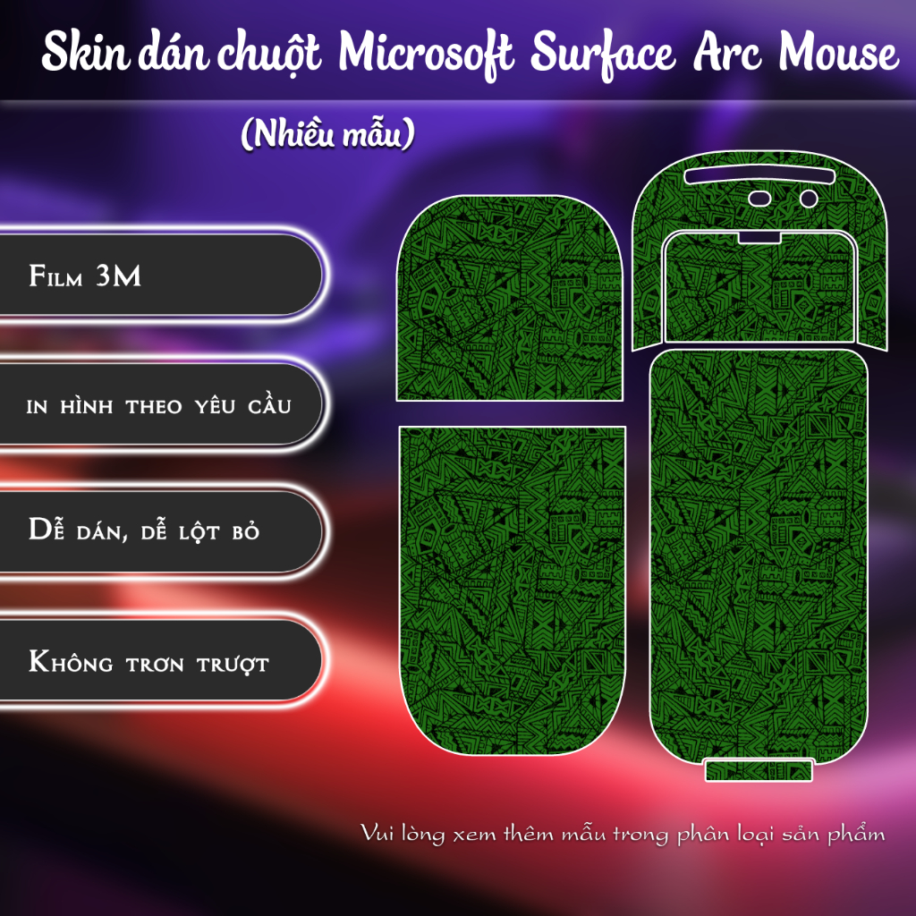 Skin dán chuột Microsoft Surface Arc Mouse | Miếng dán Film 3M vân nổi | Sticker dán chuột custom theo yêu cầu